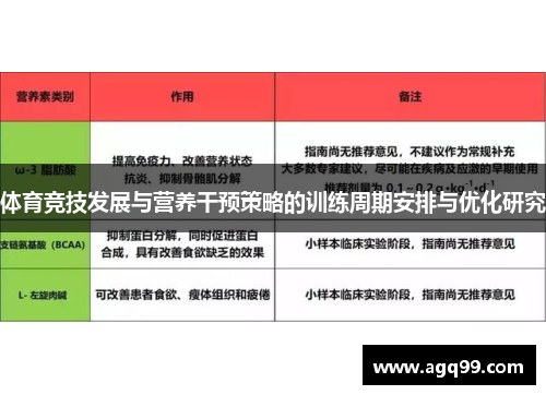 体育竞技发展与营养干预策略的训练周期安排与优化研究